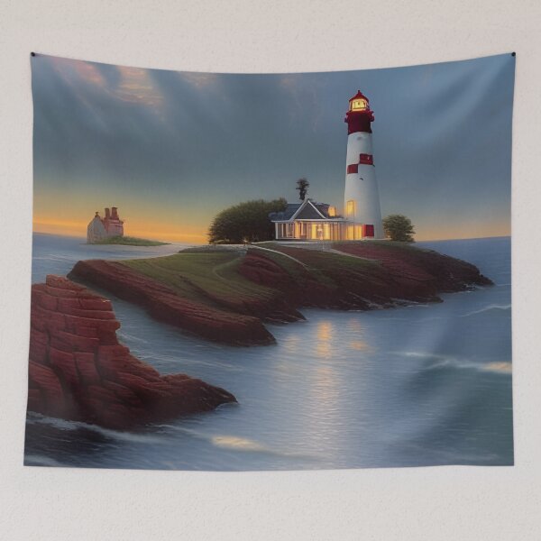 Item preview, Lighthouse Island on a Calm Sea at Dusk designed and sold by Caregiverology.