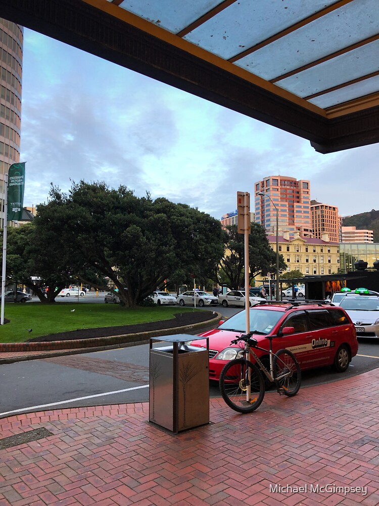 "Cars In Front Of Wellington Railway Station" Sticker for Sale by