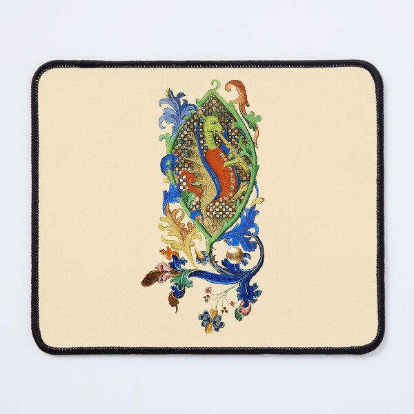 Item preview, WEIRD MEDIEVAL BESTIARY MAKING MUSIC Green Dragon Playing Flute designed and sold by BulganLumini.