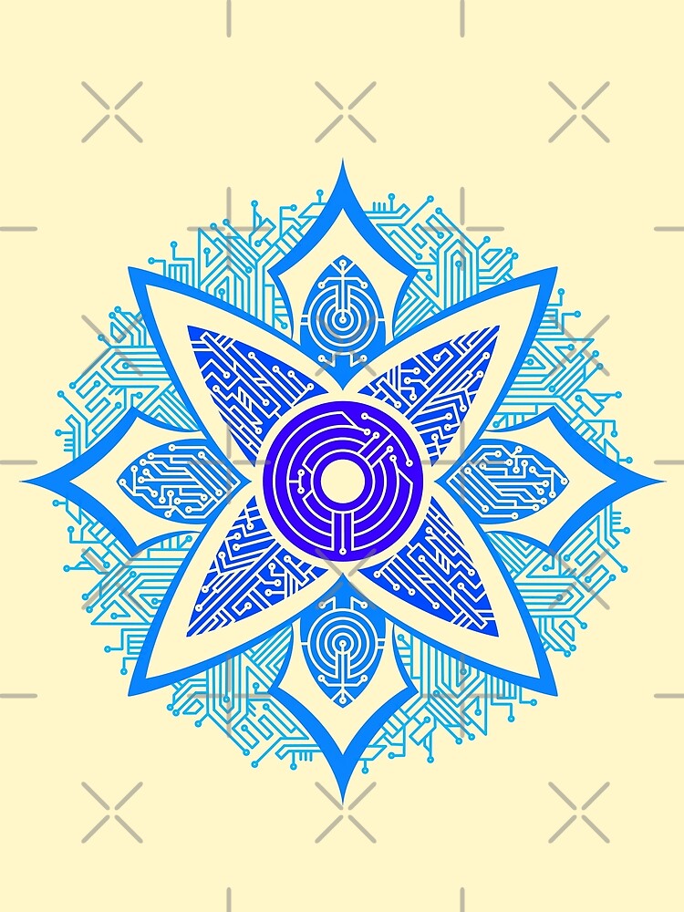 Thumbnail 5 of 5, Graphic T-Shirt, Circuitry Mandala (Blues) designed and sold by TheRandomFactor.