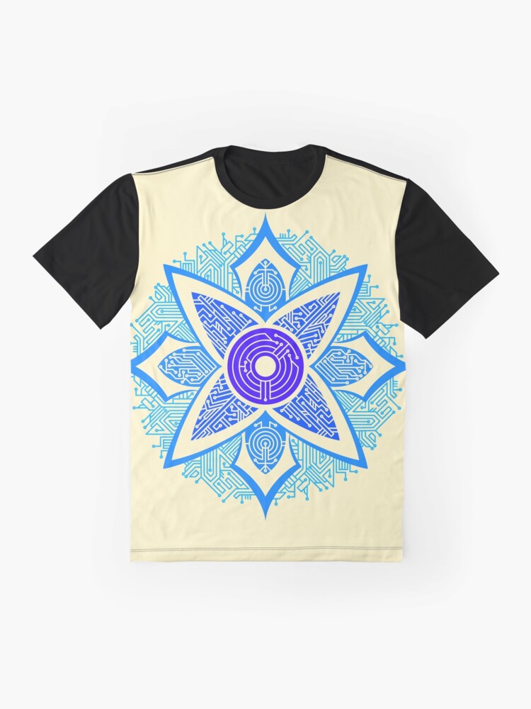 Thumbnail 4 of 5, Graphic T-Shirt, Circuitry Mandala (Blues) designed and sold by TheRandomFactor.