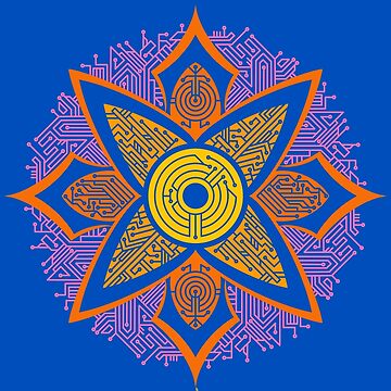 Artwork thumbnail, Circuitry Mandala (yellow/orange/pink) by TheRandomFactor