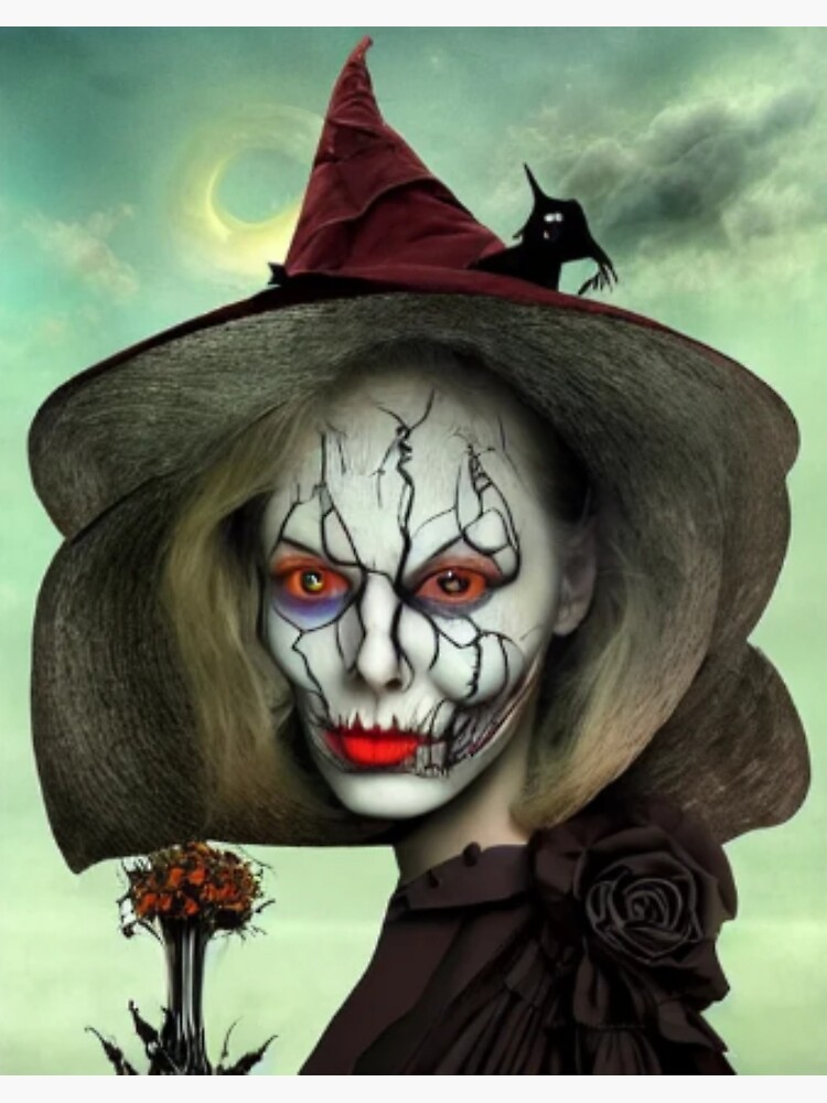 halloween witch theme surrealist art in the styles of igor morski jim warren and a tim burton film intricate movie hyperrealistic accurate facial