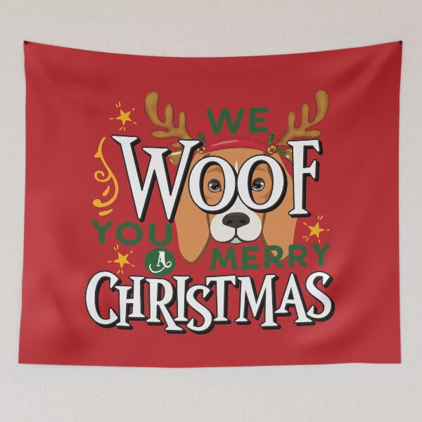 Item preview, We Woof You a Merry Christmas - Funny Beagle Dog designed and sold by DebbisPalette.