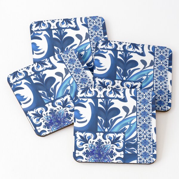 Item preview, Majolica,blue tiles,blue willow art designed and sold by MariaMarinova.