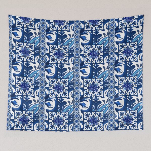 Item preview, Majolica,blue tiles,blue willow art designed and sold by MariaMarinova.