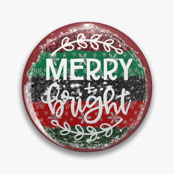 Item preview, Merry and Bright Christmas Quote on Red, Green, and Black Round Background designed and sold by LDTreasures.