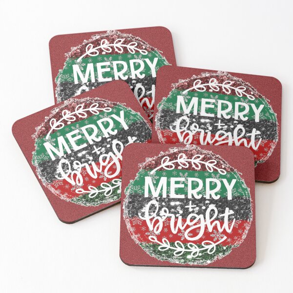 Item preview, Merry and Bright Christmas Quote on Red, Green, and Black Round Background designed and sold by LDTreasures.