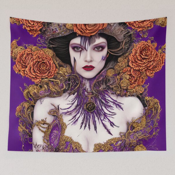 Item preview, Violet Model Feather Dress Wall Art designed and sold by @adorcharm Modern & Classic AI Art.