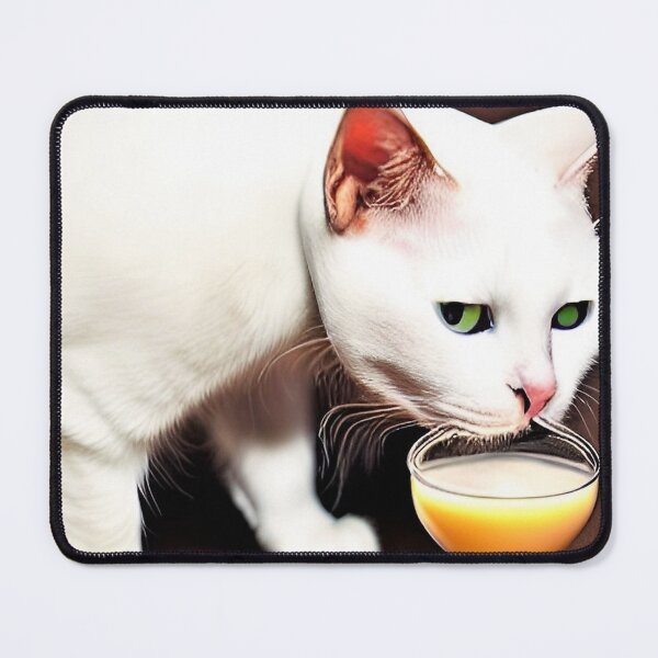 Item preview, white cat drinking from a glass designed and sold by David-Howells.