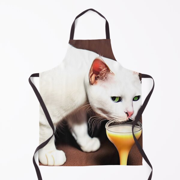 Item preview, white cat drinking from a glass designed and sold by David-Howells.