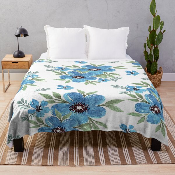 Item preview, blue floral pattern designed and sold by DuhaPatterns.