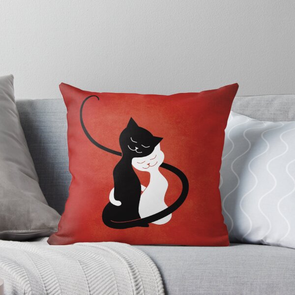 Item preview, Gatos en el amor - abrazo blanco y negro del gatito en rojo designed and sold by Boriana Giormova.