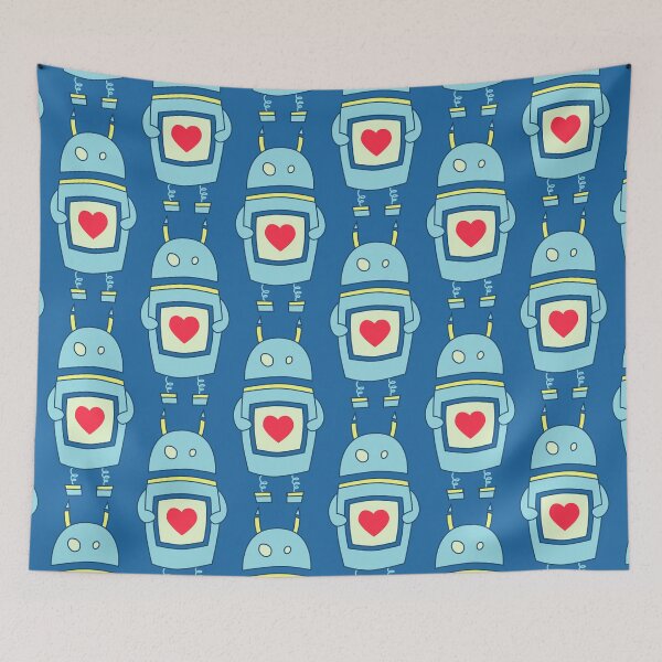 Item preview, Blue Cute Clumsy Robot With Heart designed and sold by Boriana Giormova.