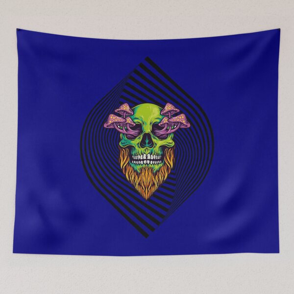 Item preview, Green Skull With a Beard Psychedelic designed and sold by TajfunX.