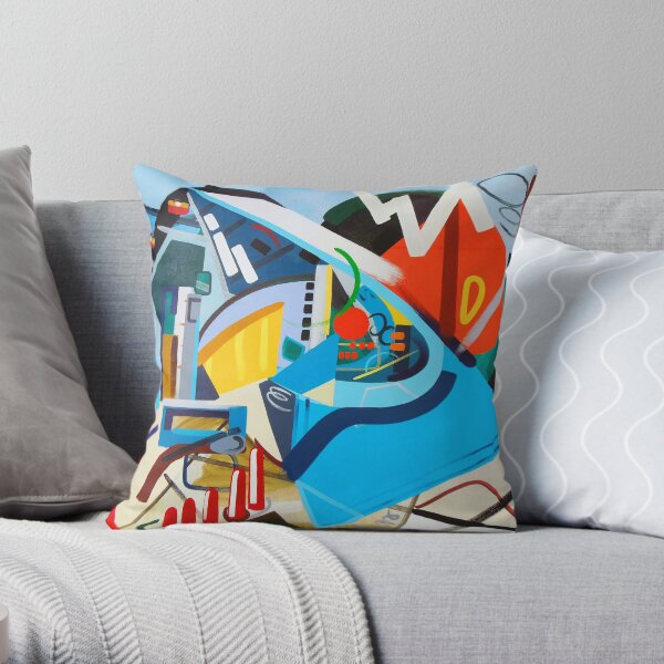 Abstract Blue and Orange Art Print Throw Pillow