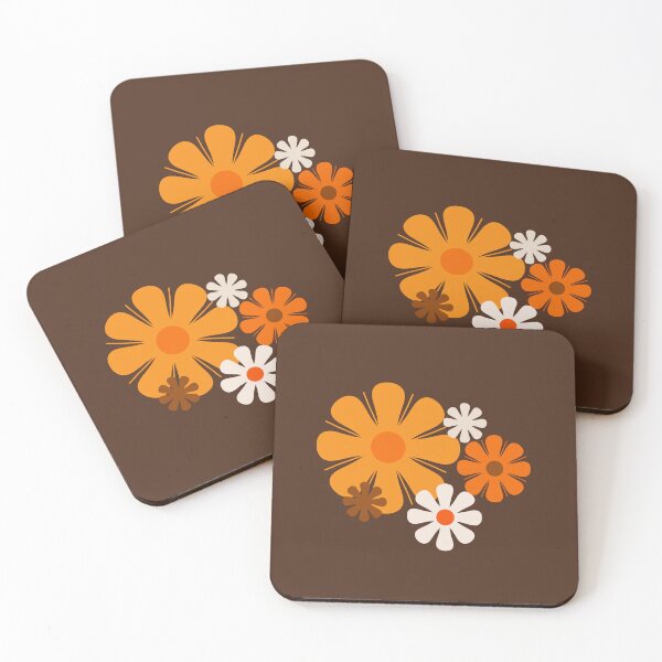 Item preview, Flower Locus Retro Floral Pattern in 70s Dark Brown and Orange designed and sold by kierkegaard.
