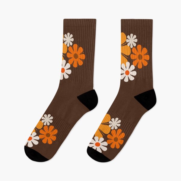 Item preview, Flower Locus Retro Floral Pattern in 70s Dark Brown and Orange designed and sold by kierkegaard.