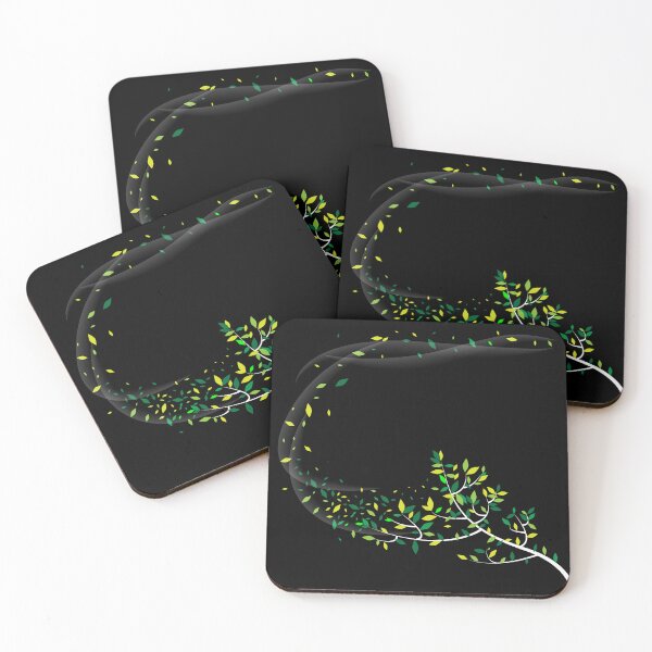 Item preview, white tree with leaves flying on black background designed and sold by yessebel.