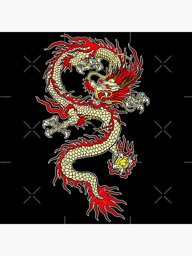 Traditional Yellow Dragon Tattoo | Art Board Print