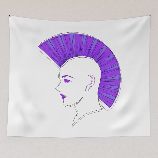 Artikelvorschau, Silhouette mit lila Mohawk, ungewöhnliche Frisur entworfen und verkauft von Dven-Clothes.