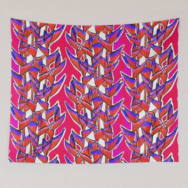 Item preview, Heliconia Rostrata Tropical Flowers Bold Floral Pattern Pink  designed and sold by Julia Khoroshikh.