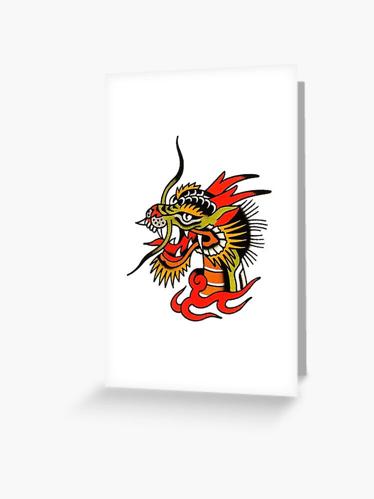 Large Dragon Head Vintage Sailor Jerry Traditional style tattoo Flash | eBay