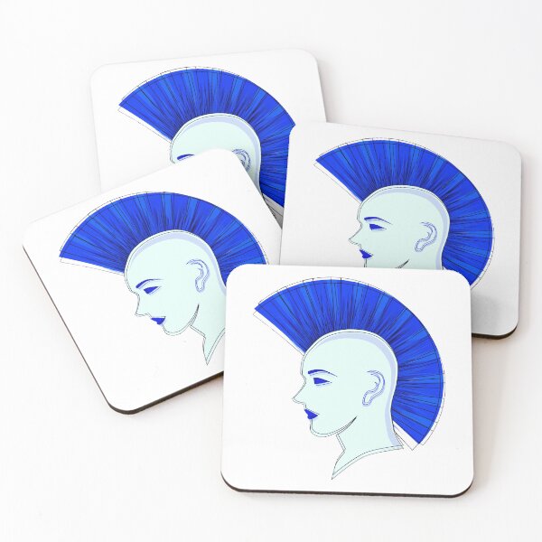 Artikelvorschau, Silhouette mit blauem Irokesenschnitt, ungewöhnliche Frisur entworfen und verkauft von Dven-Clothes.