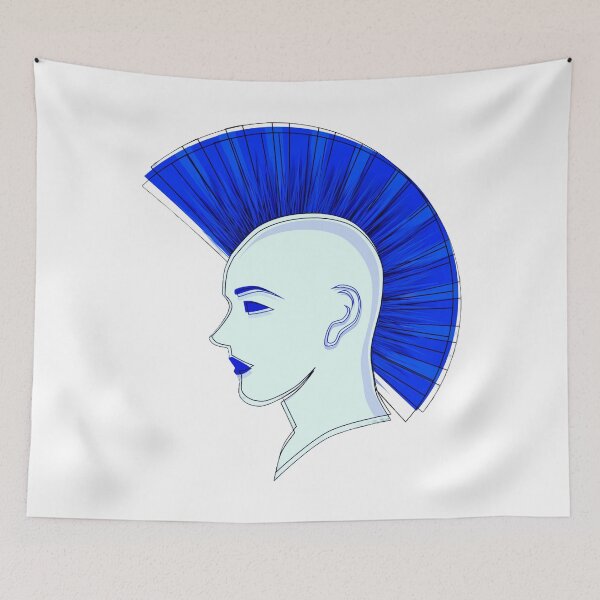 Artikelvorschau, Silhouette mit blauem Irokesenschnitt, ungewöhnliche Frisur entworfen und verkauft von Dven-Clothes.