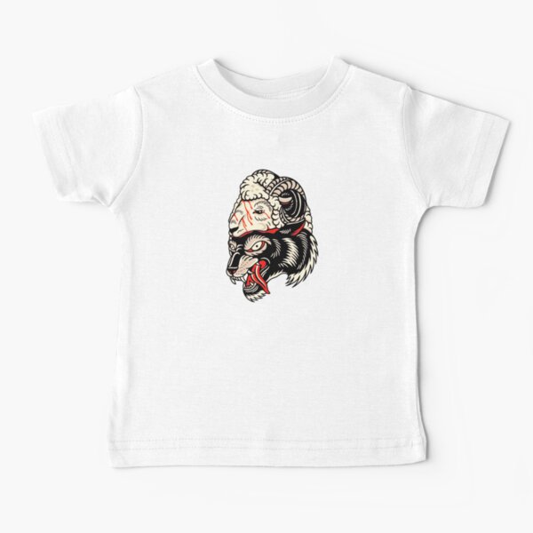 Traditional Wolf in Sheep Head Tattoo Baby T-Shirt