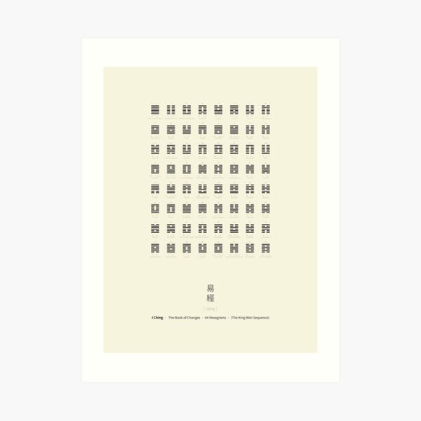 I Ching Chart With 64 Hexagrams (King Wen sequence) Art Print