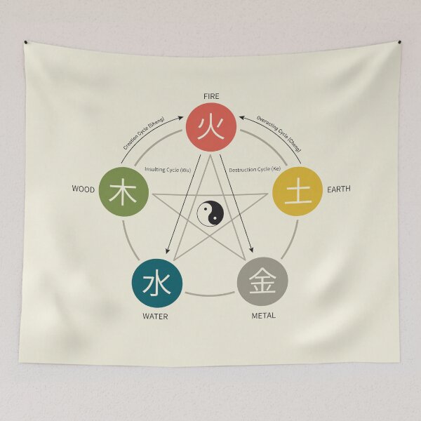 Item preview, Five Elements / Phases Poster (Wu Xing) designed and sold by Thoth Adan.