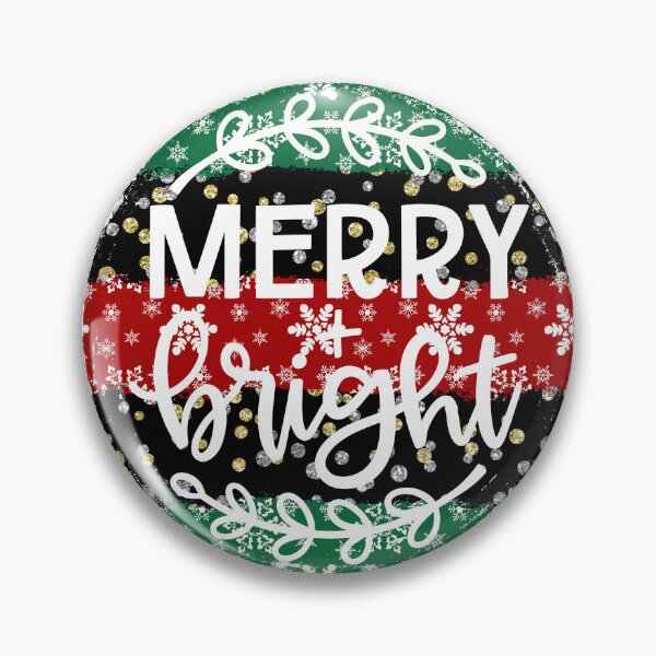 Item preview, Merry and Bright Christmas Quote on Green, Black, and Red Round Background designed and sold by LDTreasures.