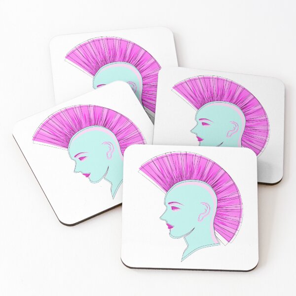 Artikelvorschau, Silhouette mit rosa Mohawk, ungewöhnliche Frisur entworfen und verkauft von Dven-Clothes.
