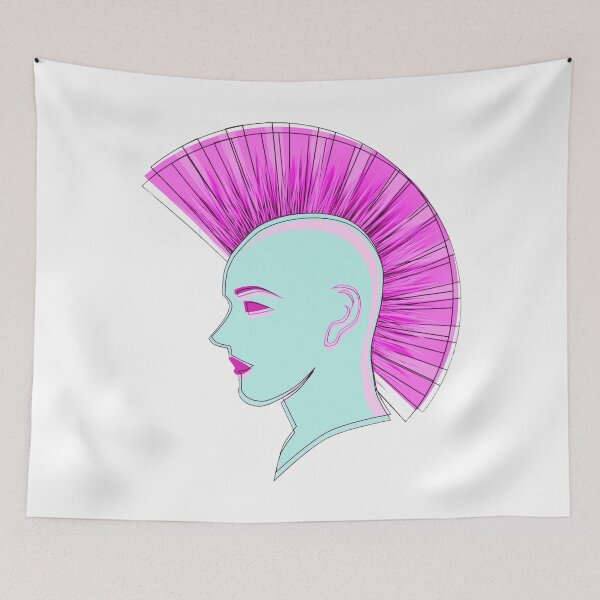 Artikelvorschau, Silhouette mit rosa Mohawk, ungewöhnliche Frisur entworfen und verkauft von Dven-Clothes.