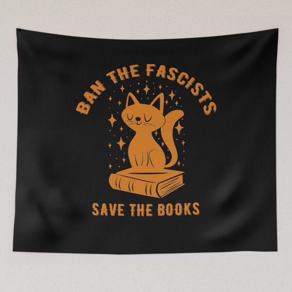 Item preview, Ban the fascists save the books - Bookworms cat designed and sold by Raiko-art.