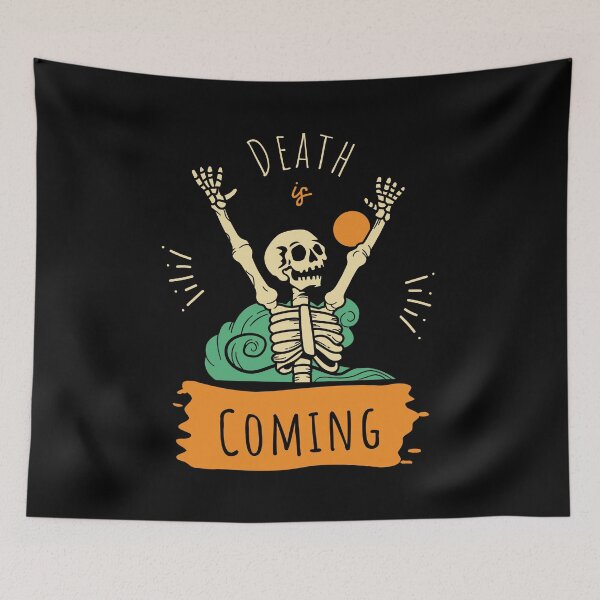 Item preview, Orange Green Skeleton Death Is Coming Celebration designed and sold by LowBrowContent.