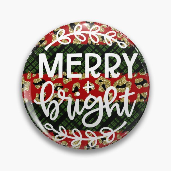Item preview, Merry and Bright Christmas Quote on Red, Green, and Gold Round Background designed and sold by LDTreasures.