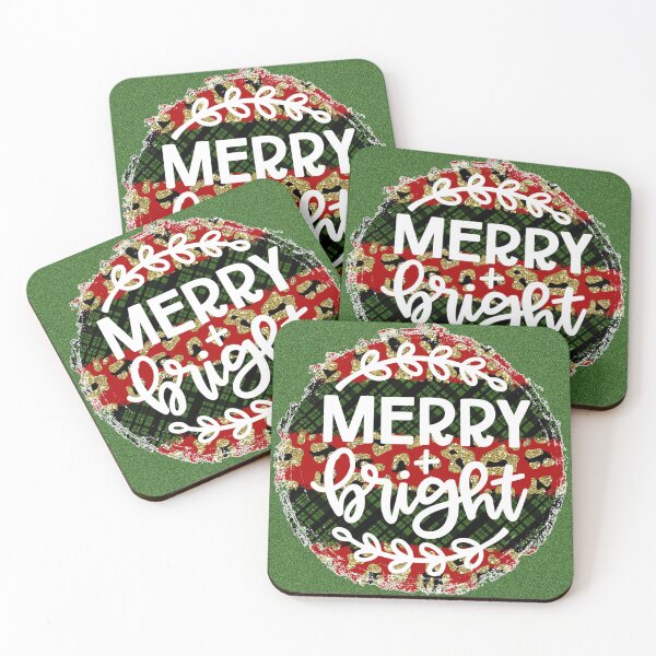 Item preview, Merry and Bright Christmas Quote on Red, Green, and Gold Round Background designed and sold by LDTreasures.