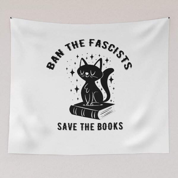 Item preview, Ban the fascists save the books - Bookworms cat designed and sold by Raiko-art.