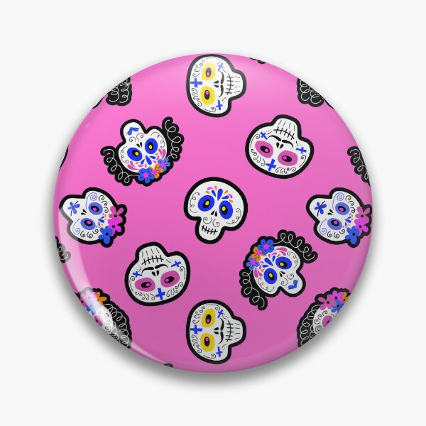 Item preview, Halloween Sugar Skulls Pattern On Bright Pink Background designed and sold by DEC02.