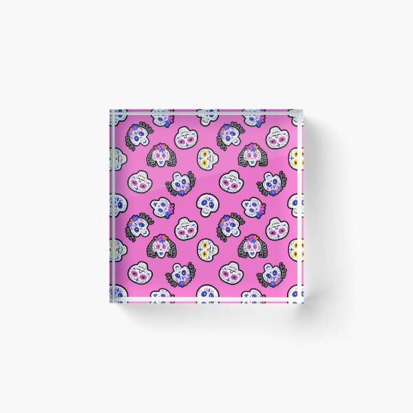 Item preview, Halloween Sugar Skulls Pattern On Bright Pink Background designed and sold by DEC02.