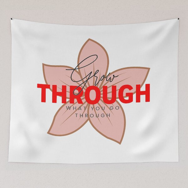 Item preview, Grow through what you go through - with pink flower designed and sold by Mahmoud Salah.