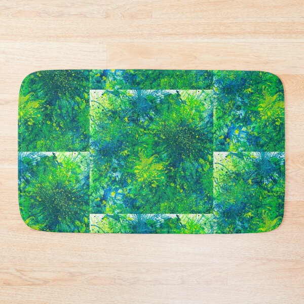 Item preview, Sacred Token From The Emerald Tablet #610 New Age 5D Original Hand-painted Abstract Painting Detail 1 In Blue Green Yellow Inspired By Jungle Rainforest Wilderness Botanical Garden Flora And Fauna designed and sold by Rainbow Artist Orlando L.