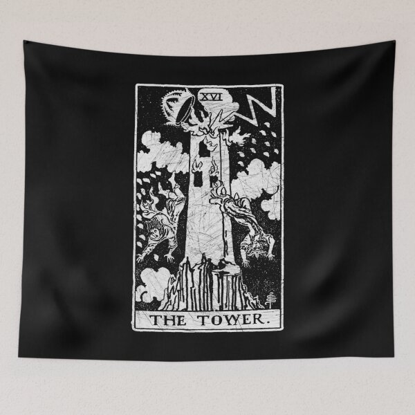 Item preview, The Tower Tarot Card - Major Arcana - fortune telling - occult designed and sold by createdezign.