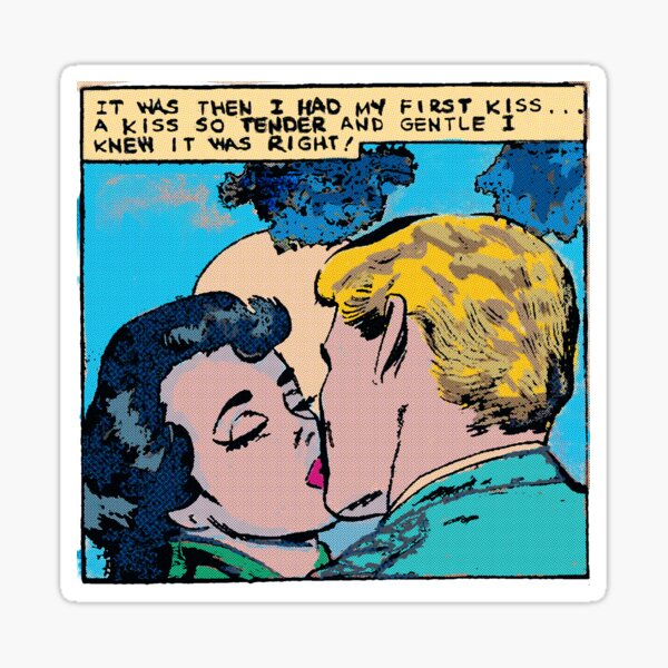 Tender Kiss Vintage Girl Old Comics Pop Art Aesthetics Sticker