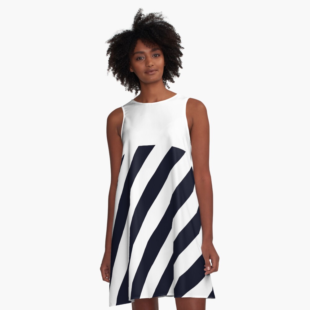 black and white striped a line dress