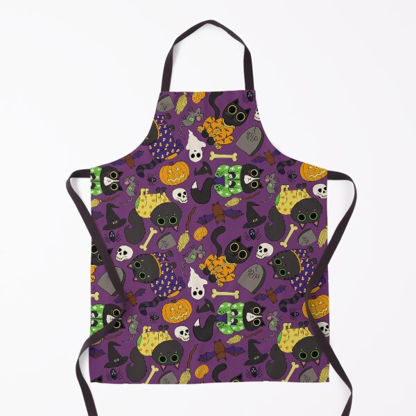 Item preview, Halloween Cats Pajamas Pattern - Spooky Cute Black Cats Pattern - Halloween Purple Black Cats Pattern - Purple designed and sold by EcoElsa.