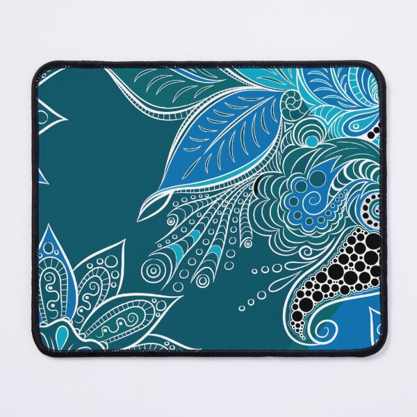 Item preview, Boho Mandala in Blue, Teal, White, and Black designed and sold by LDTreasures.