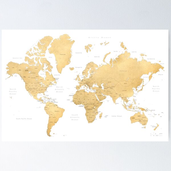 Copper Bronze Brass Foil World Map Design T Shirt by MapMaker